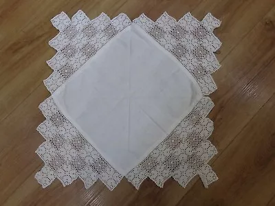 Vintage Lace Square Edged Design Small Cotton/Linen Tablecloth 30 X 31  VGC • £4.99