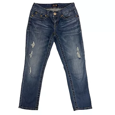 7 For All Mankind Jeans Slim Fit Faded Blue Womens 28W 27L Stretch Denim • £17.99