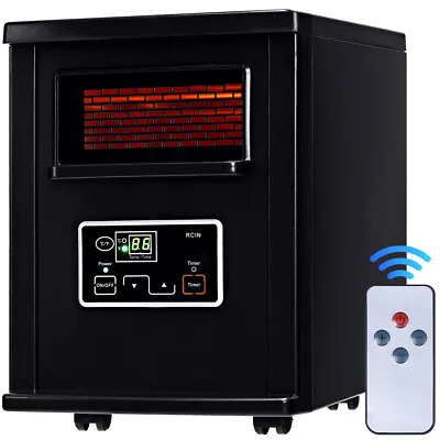 1500W Electric Portable Infrared Quartz Space Heater Warmer Filter Remote Black • $109.49