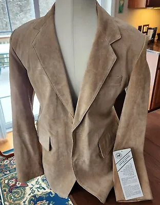 NEW Vintage Deerskin Blazer Jacket Mens 38 Beige Suede Leather 2 Button W Tags • $69.95