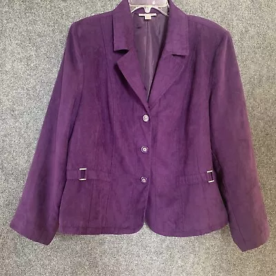 Dress Barn Woman 18/20 Velvet Blazer Purple Lined 3 Button  • $15.42