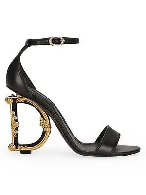 Dolce & Gabbana Keira DG 105 Baroque Logo Heels Leather Sandals Shoes $1345 • $699.99