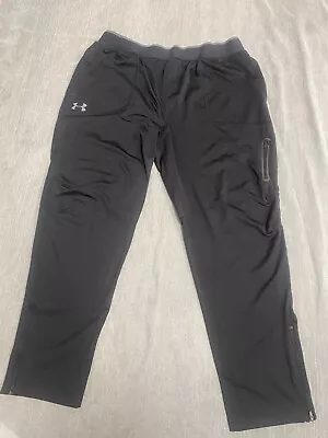 Under Armour Cold Gear Mens Black Loose Pants Sz 2XL TG Zip Ankle • $15