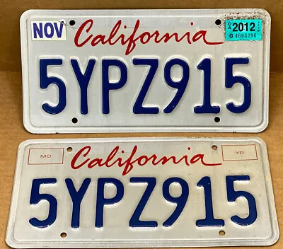 PAIR 1990s( CALIFORNIA )LICENSE PLATE- -5YPZ915- LIPSTICKS VINTAGE • $14.88