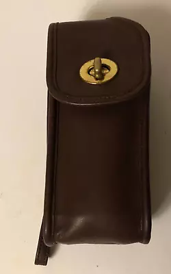 Rare Vintage Coach Brown Leather Wristlet Strap Phone Wallet Bag 2 3/4” X 6” • $12.99