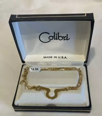 Colibri Of London Tie Chain Rope Link GoldTone Buttonhole Attachment New Vintage • $13.99