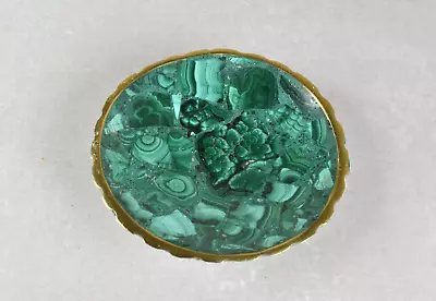 Small Malachite Dish Malachite Bowl Round From Congo  8.7 Cm   # 19509 • $31.95