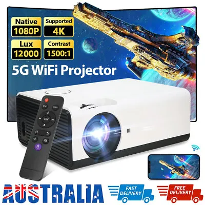 5G WiFi Bluetooth Android Projector 4K 1080P Support Outdoor Home Cinema HDMI AV • $137.99