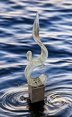 Beautiful Large Modern Abstract Art Glass Sculpture By Elio Raffaeli For Murano • $1200