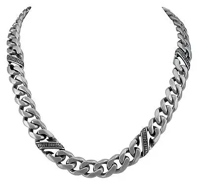 Harley-Davidson Men's Steel H-D Script Banner Curb Link Chain Metal Necklace • $179.95