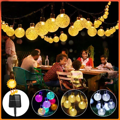 Solar Powered String Lights 30 LED Bulb Garden Outdoor Fairy Ball Hanging Lamp • £5.99