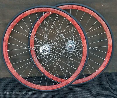 $620 • Buy NOS Wood Bicycle WHEELS Velocity Deep V Rims Tires Vintage TOC Prewar Track Bike