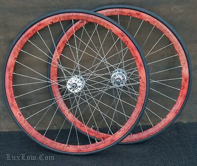 NOS Wood Bicycle WHEELS Velocity Deep V Rims Tires Vintage TOC Prewar Track Bike • $620