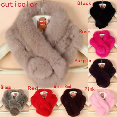 Women 100% Real Rabbit Fur Scarf Knitted Neck Warm Collar Scarves Wraps Winter • $9.99