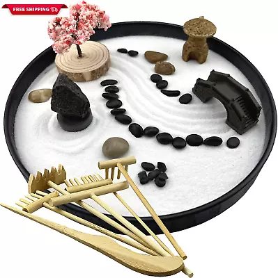 Zen Garden For Desk Japanese Zen Garden Kit 8 Inch Large Round With 6 Sand Rake  • $41.71
