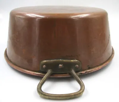 Vintage 15.3  FRENCH COPPER 39cm JAM PAN 4.6 Lb Cook Pot 2 Kg Brass Handles • £60