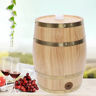 10L Pine Barrel Cask Wooden Storage Wine Brandy Whiskey Beer Dispenser Keg New • $56