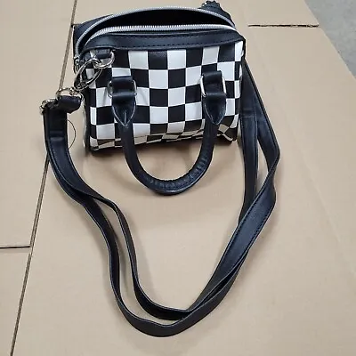 Small Checkerboard Crossbody Shoulder Bag White/Black Unisex Purse (Not Vans)  • $12