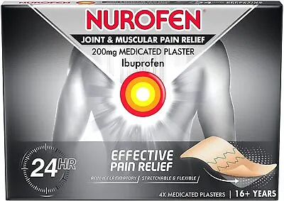Nurofen Joint & Muscular Pain Relief 200mg Medicated 4 Plasters Anti Inflamaton • £11.99