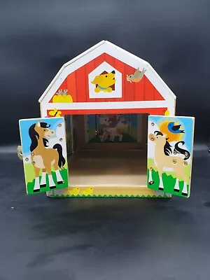 Melissa &-Doug Latches Wooden Activity Barn 6 Doors Play Figure Farm • $22.99