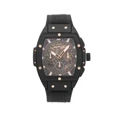 Ed Hardy Men's Black Textured Silicone Strap Watch 48mm • $22.99