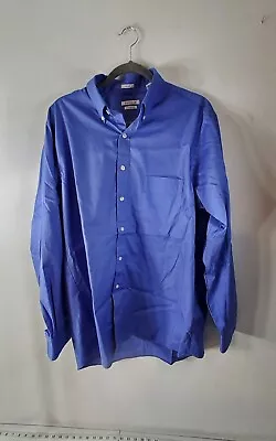 Van Heusen Dress Shirt Mens XL 17 34/35 Fitted Wrinkle Free Blue Cotton Blend • $11