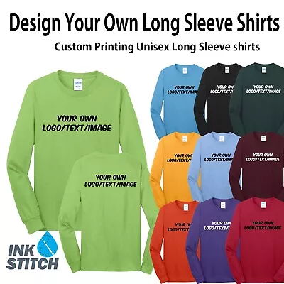 Ink Stitch Design Your Own Custom Cotton Long Sleeve Shirt • $26.99