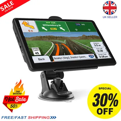 7 Inch Car GPS Navigation SAT NAV SpeedCam FM Free UK EU Map ROM 8GB Automotive • £45.99