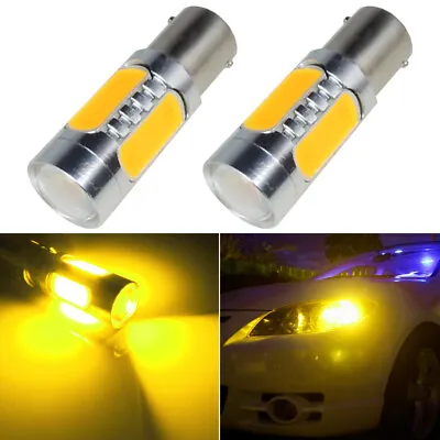 2 Golden Yellow 1156 7506 1156A Car Truck Turn Signal Light P21W BA15S LED Bulbs • $10.99