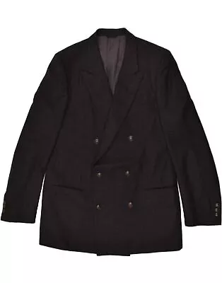 YVES SAINT LAURENT Mens Double Breasted Blazer Jacket IT 52 XL Black Wool BB01 • £68.40
