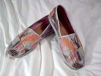 $15 • Buy BOBS Womens Size 8 Abstract Multicolored Sequins SlipOn Comfort Shoes 