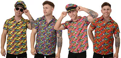 Mens Hawaiian Shirt Beach Party Fancy Dress Adult Holiday Top Funny Stag Party • £13.99