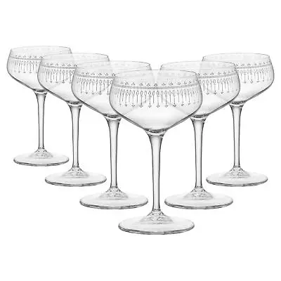 6x Bormioli Rocco Art Deco 250ml Bartender Novecento Cocktail Glasses Set • £32