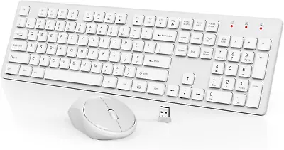 Wireless Keyboard And Mouse Wisfox USB Computer Keyboard With Silent Keys Long • $31.94