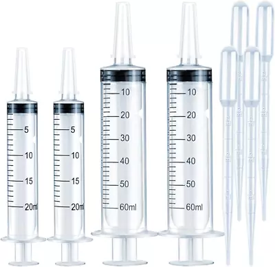 4 Pack Large Syringes For Liquid 20ml & 60ml Plastic Syringe For Measuring  • $9.95