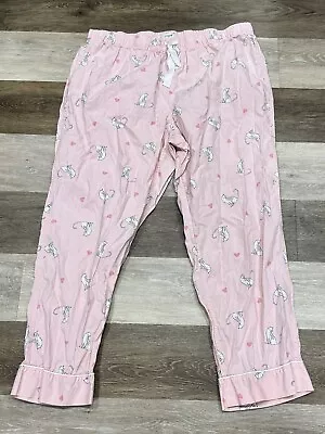J. Crew Pajama Pants Women’s Size Large Drawstring Cotton Pink Cats In EUC • $16