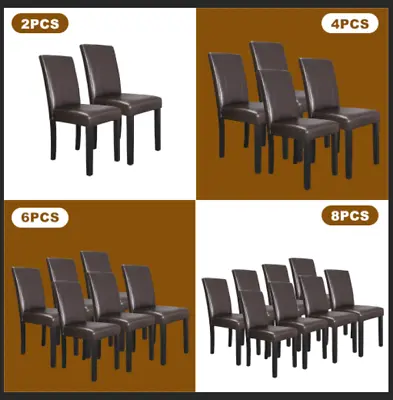 2/4/6/8 Brown Parson Chairs Kitchen Set Of 6 Dining Room Formal Elegant Leather • $250.58