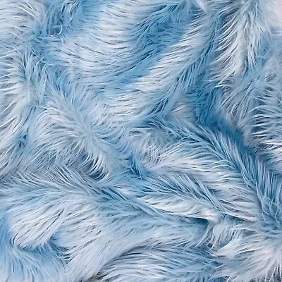 Baby Blue Mohair Shaggy Faux Fur Fabric By The Yard ( Long Pile ) 60  Wide • $23.99