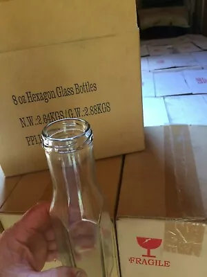 8 Oz Clear Glass Hexagon Bottles 12 Per Case • $5