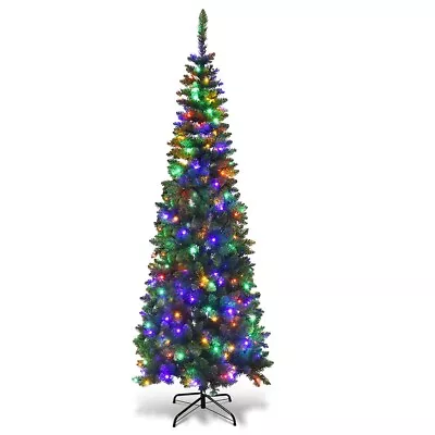 Giantex 6.5ft Pencil Christmas Tree Pre-Lit Hinged Artificial Decoration W/ 250  • $89.99