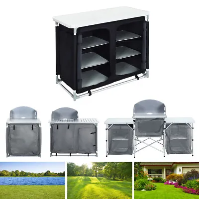 Portable Aluminium Camping Field Kitchen Collect Table Food Storage Desk Folding • £65.95