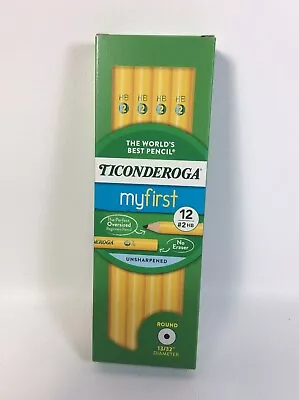 One PKG Of 12 My First TICONDEROGA #2 HB Oversized Beginner No Eraser Pencils • $9