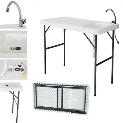 Portable Camping Folding Fish Cutting Table Sink Faucet Durable Outdoor Garden • $75.99