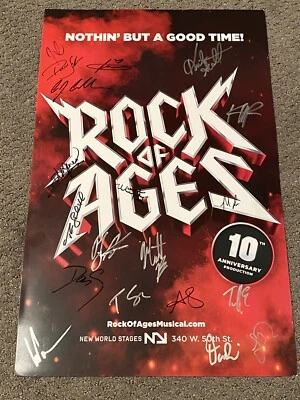 $45 • Buy ROCK OF AGES 2019 10th Anniversary Broadway WINDOW CARD Poster Cast Signed