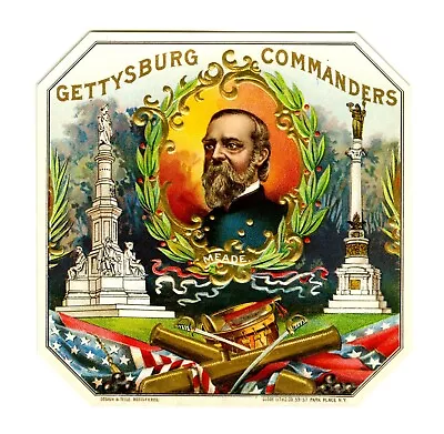 GETTYSBURG COMMANDERS~RARE C.1890s OUTER CIGAR BOX LABEL~CIVIL WAR GENERAL MEADE • $9.99