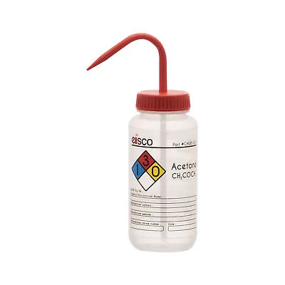 Acetone Wash Bottle 500ml - Wide Mouth Pre-Labeled - LDPE - Eisco Labs • $12.69