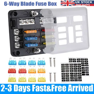 £8.78 • Buy 6 Way Blade Fuse Box Block FuseBox Holder Auto Marine Bus Bar Car Kit 12V 32V UK