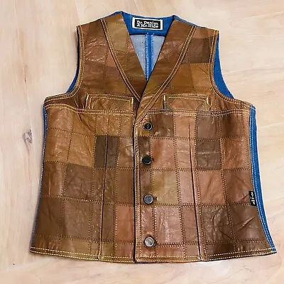 Vintage Leather And Denim Western Vest Mr Denim & Mr Hyde Size 38 Genuine • $49.99