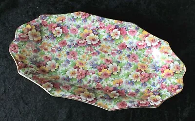 £35 • Buy Vintage James Kent Dubarry Chintz Large Octagon Floral Sandwich Plate Tray 