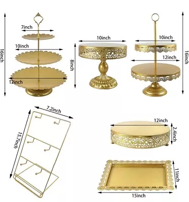 Uyoyous Gold Cake Stand Set 6 Pcs Cupcake Stand Metal Cake Stand Gold Dessert • $55